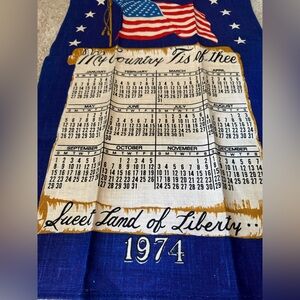 1974 Calendar Tapestry with Blue and Gold Accents